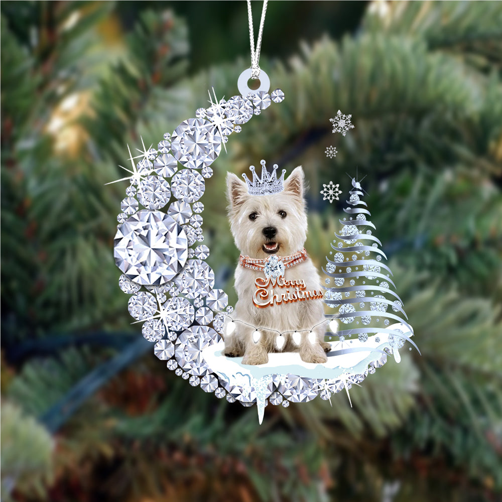 West Highland White Terrier02 Diamond Moon Merry Christmas Ornament