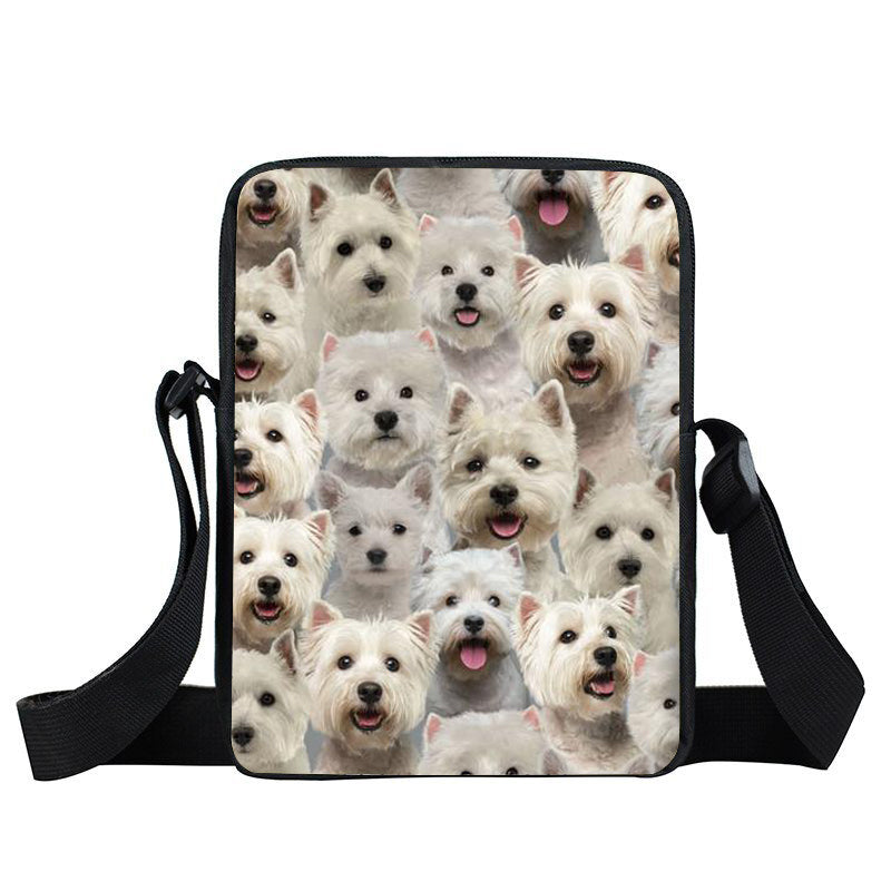 A Bunch Of West Highland White Terriers Oxford Cloth Zipped Messenger Bag