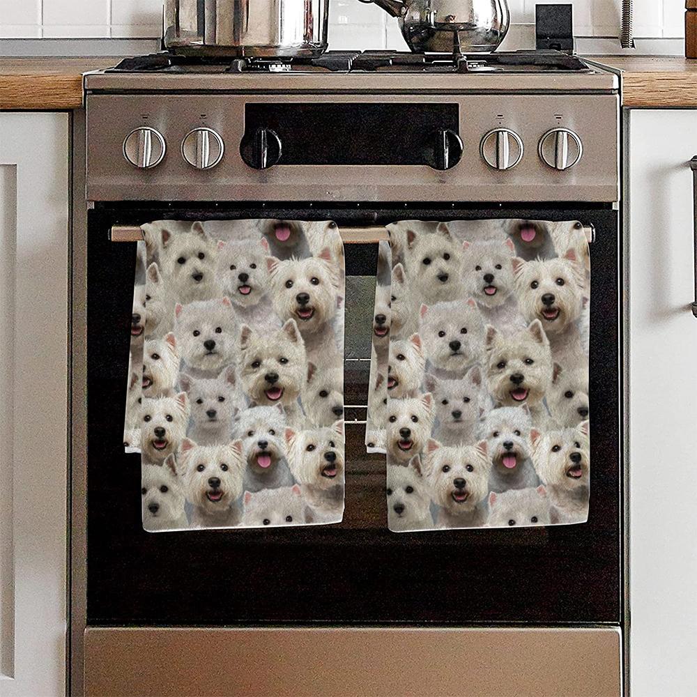 A Bunch Of West Highland White Terriers Kitchen Towel