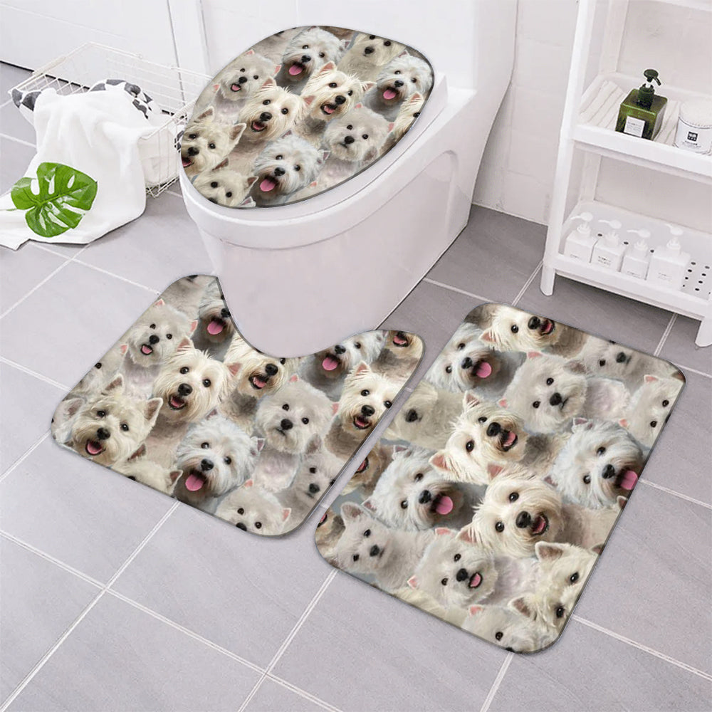 A Bunch Of West Highland White Terriers Bathroom Mat Set