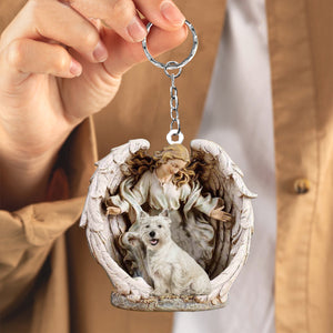 Angel Hug West highland white terrier Acrylic Keychain