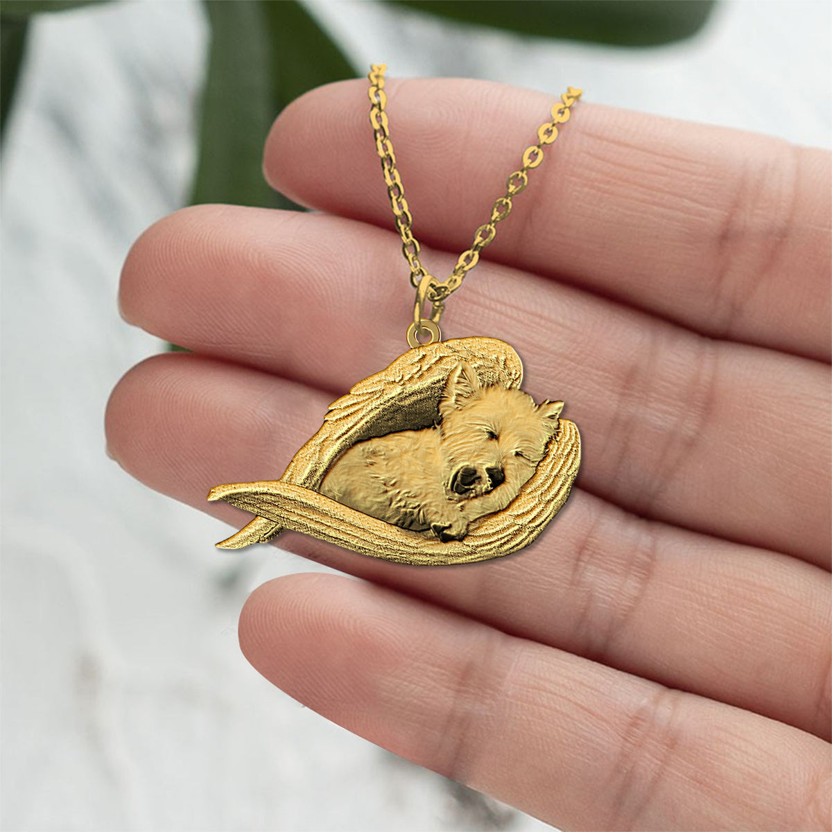 West highland white terrier Sleeping Angel Necklace