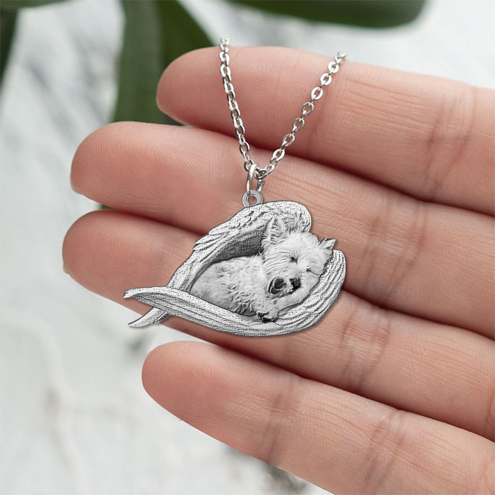 West highland white terrier Sleeping Angel Necklace
