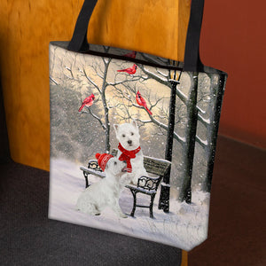 Westie /West HighLand Terrier Hello Christmas/Winter/New Year Tote Bag