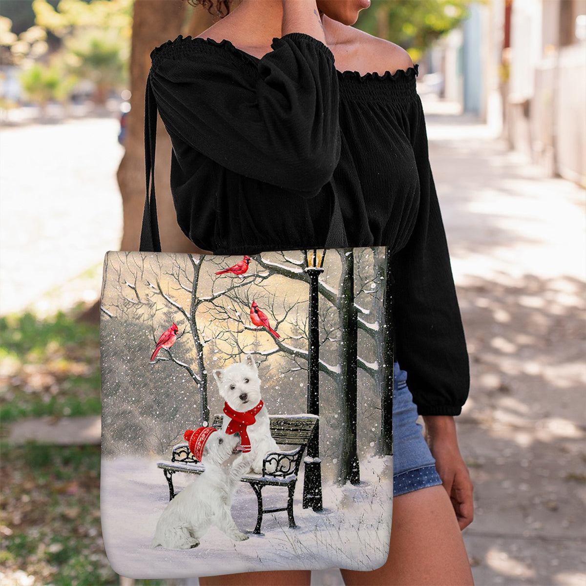 Westie /West HighLand Terrier Hello Christmas/Winter/New Year Tote Bag