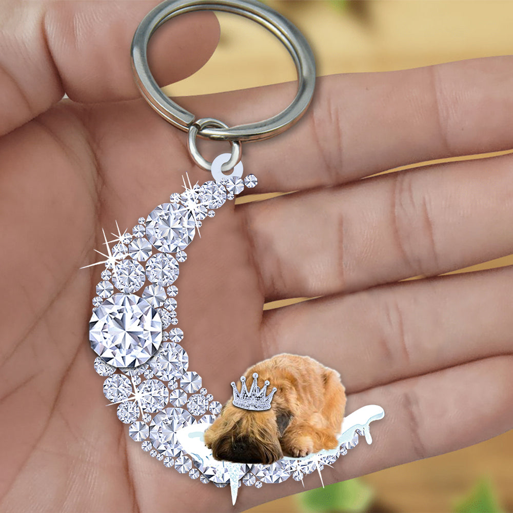 Wheaten Terrier Sleeping On A Diamond Moon Acrylic Keychain