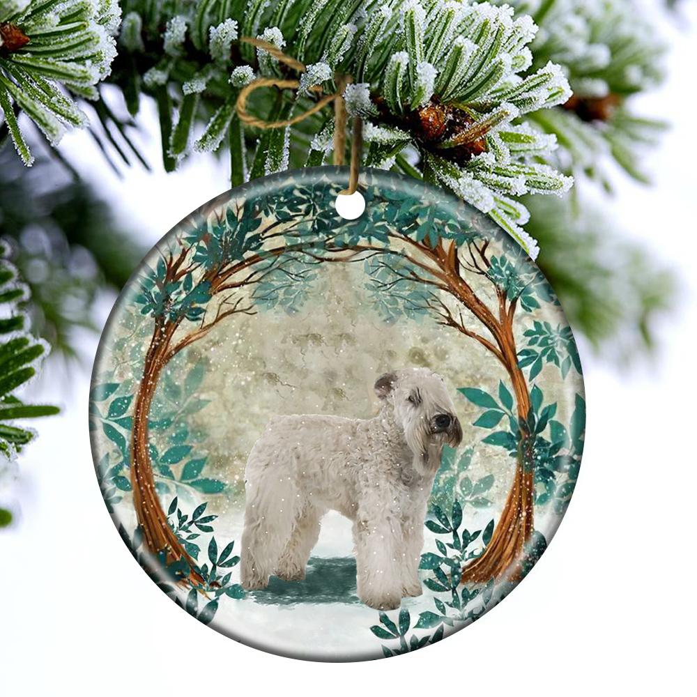 Wheaten Terrier Among Forest Porcelain/Ceramic Ornament