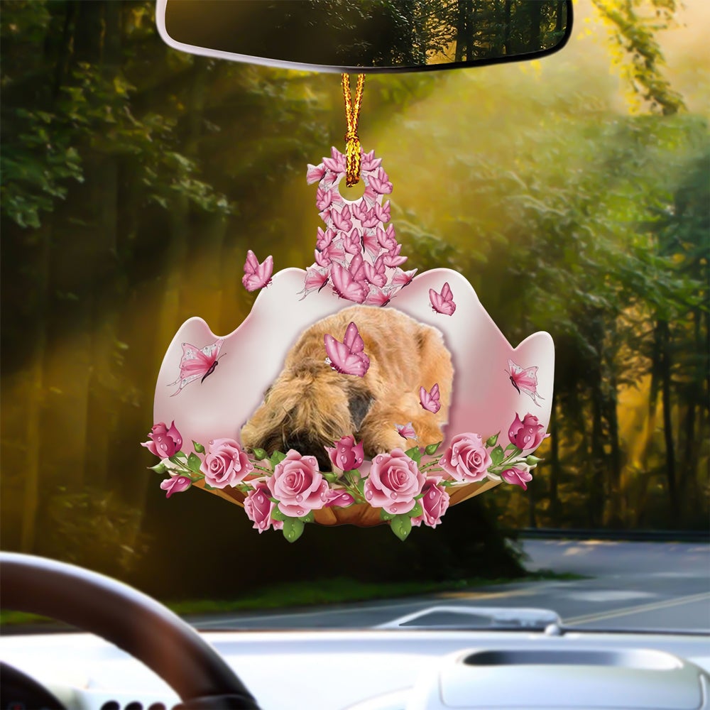 Wheaten Terrier Sleeping In Rose Garden Car Hanging Ornament