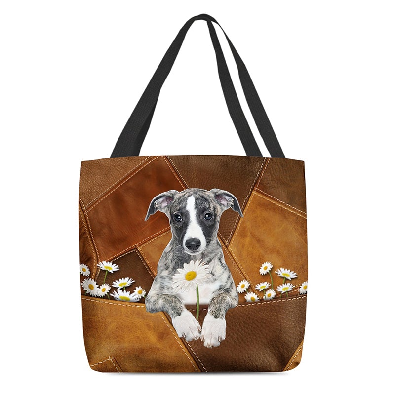 Whippet 02Holding Daisy All Over Printed Tote Bag