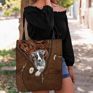 Whippet Holding Daisy Tote Bag