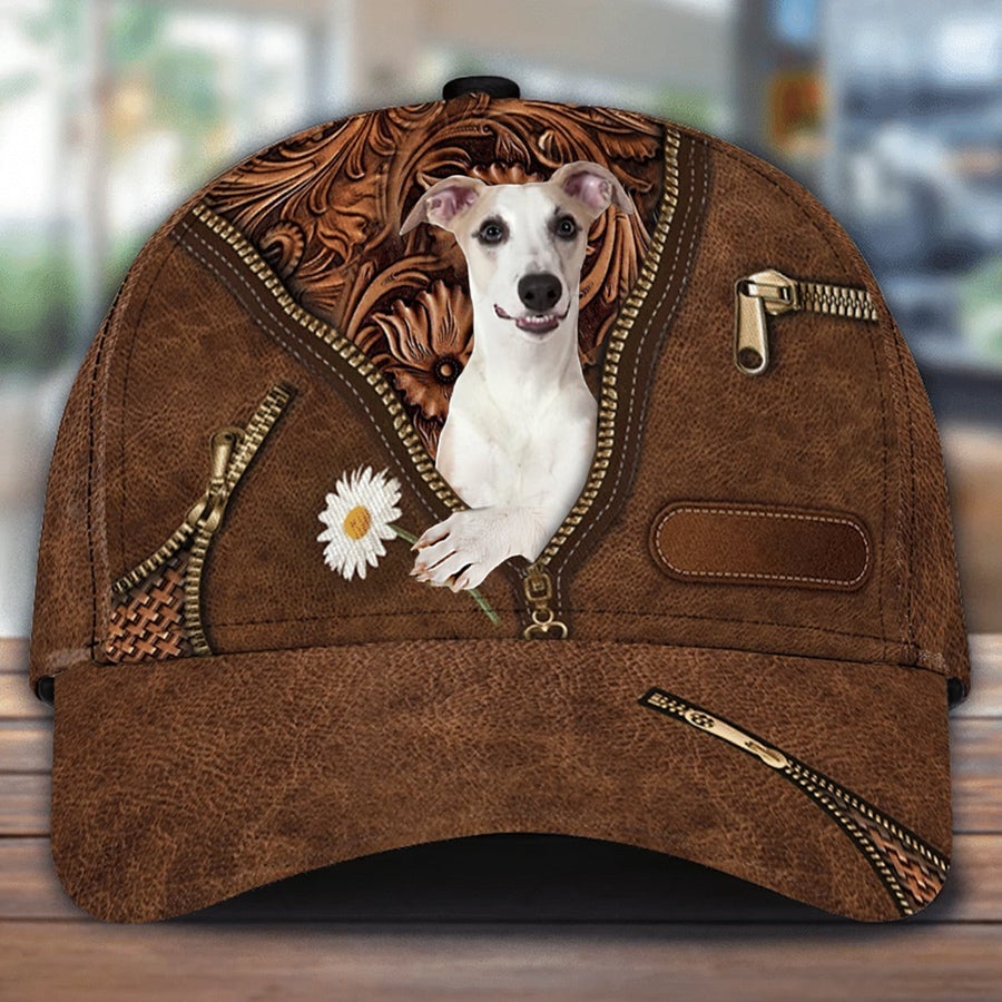Whippet Holding Daisy Unisex Cap