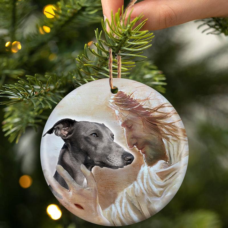 New Release -Whippet With God Porcelain/Ceramic Ornament