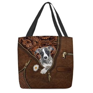 Whippet Holding Daisy Tote Bag