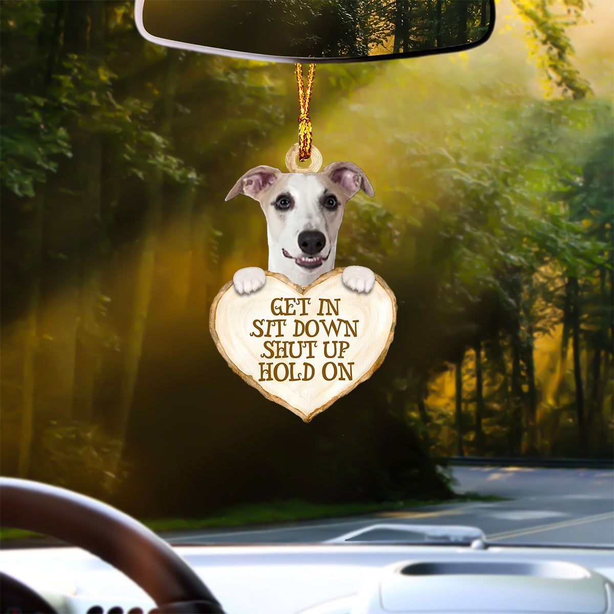 Whippet 2 Heart Shape Get In Car Hanging Ornament
