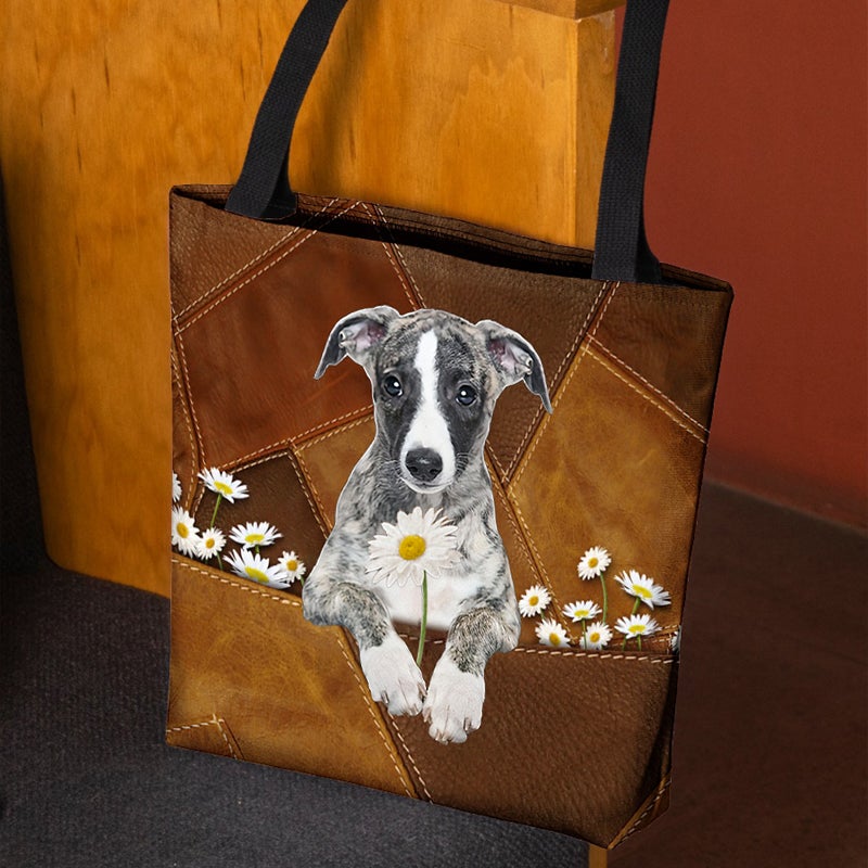 Whippet 02Holding Daisy All Over Printed Tote Bag