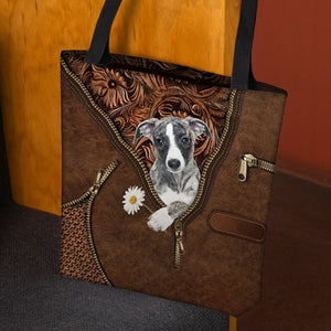 Whippet Holding Daisy Tote Bag