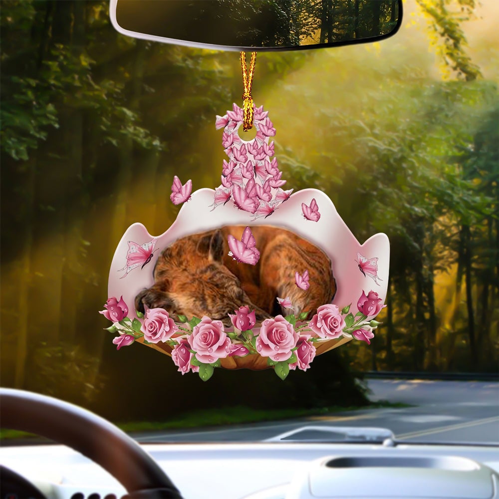 Whippet Sleeping In Rose Garden Car Hanging Ornament