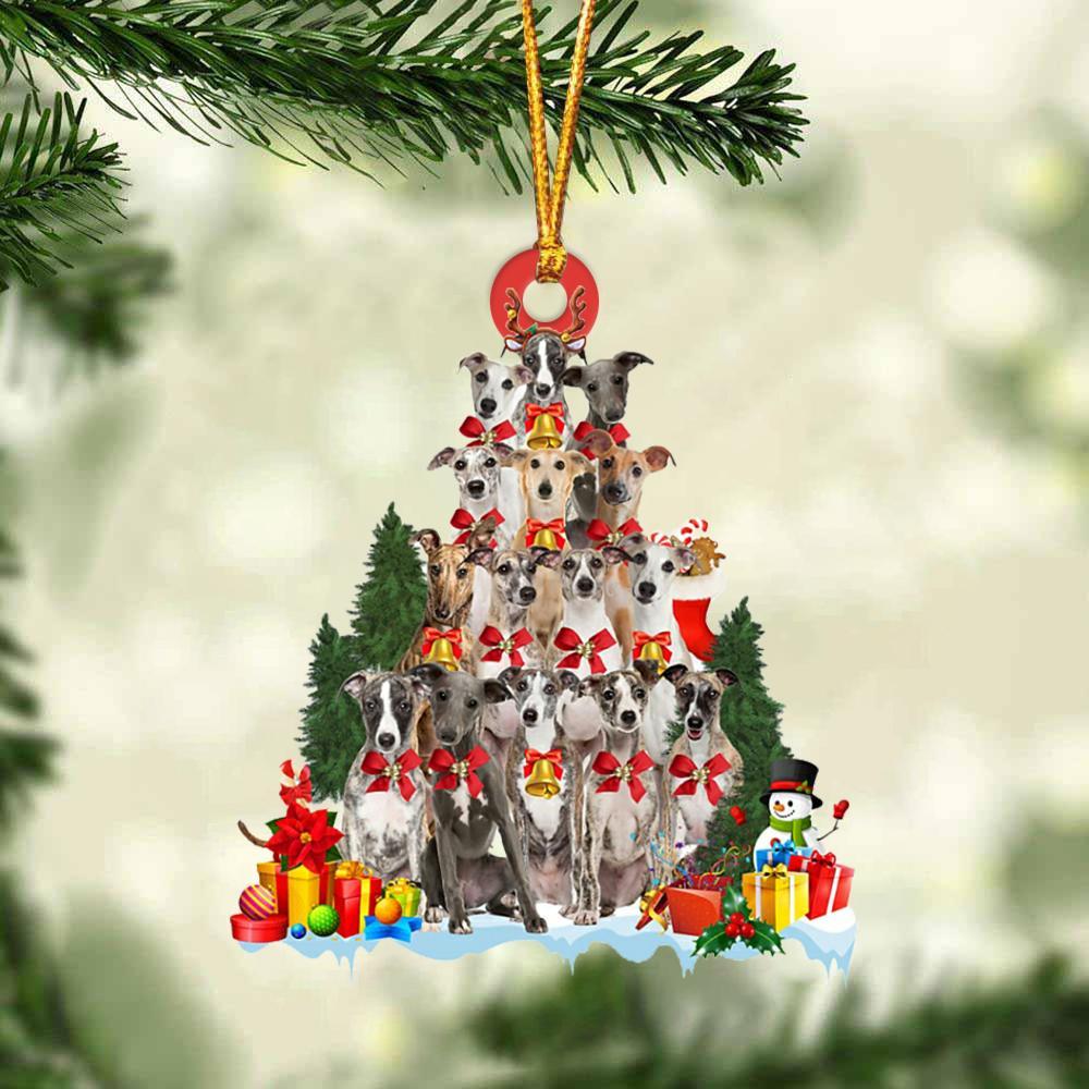 Whippet-Dog Christmas Tree Ornament