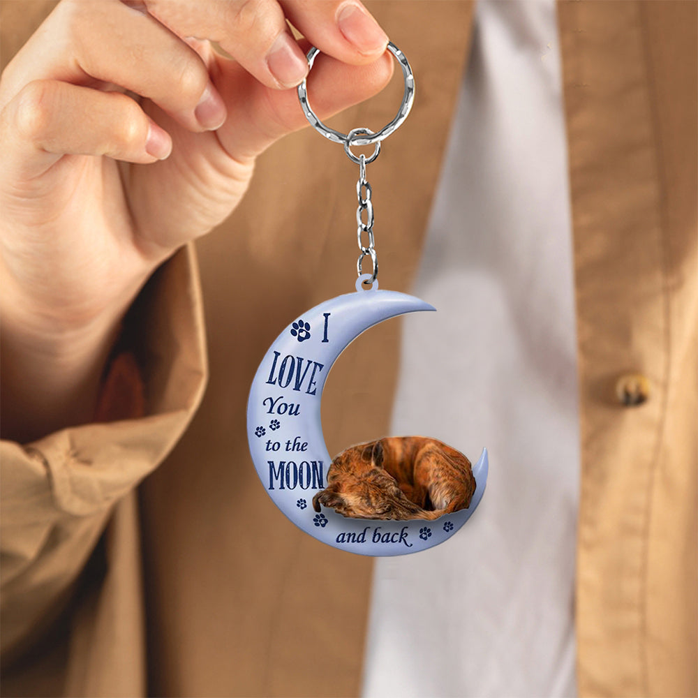 Whippet I Love You To The Moon And Back Flat Acrylic Keychain