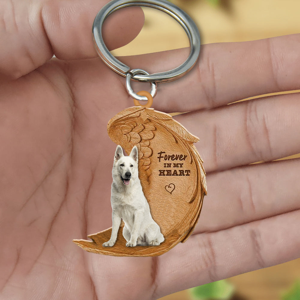 White German Shepherd In My Heart Flat Acrylic Keychain