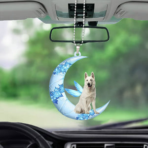 White German Shepherd Angel From The Moon Car Hanging Ornament
