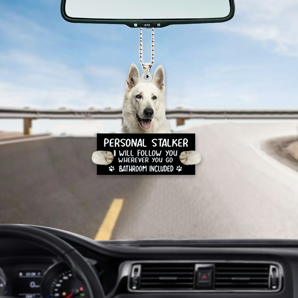 White German Shepherd Personal Stalker Car Hanging Ornament