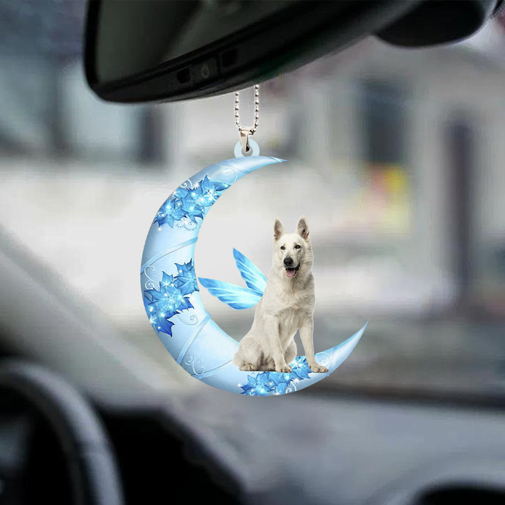 White German Shepherd Angel From The Moon Car Hanging Ornament