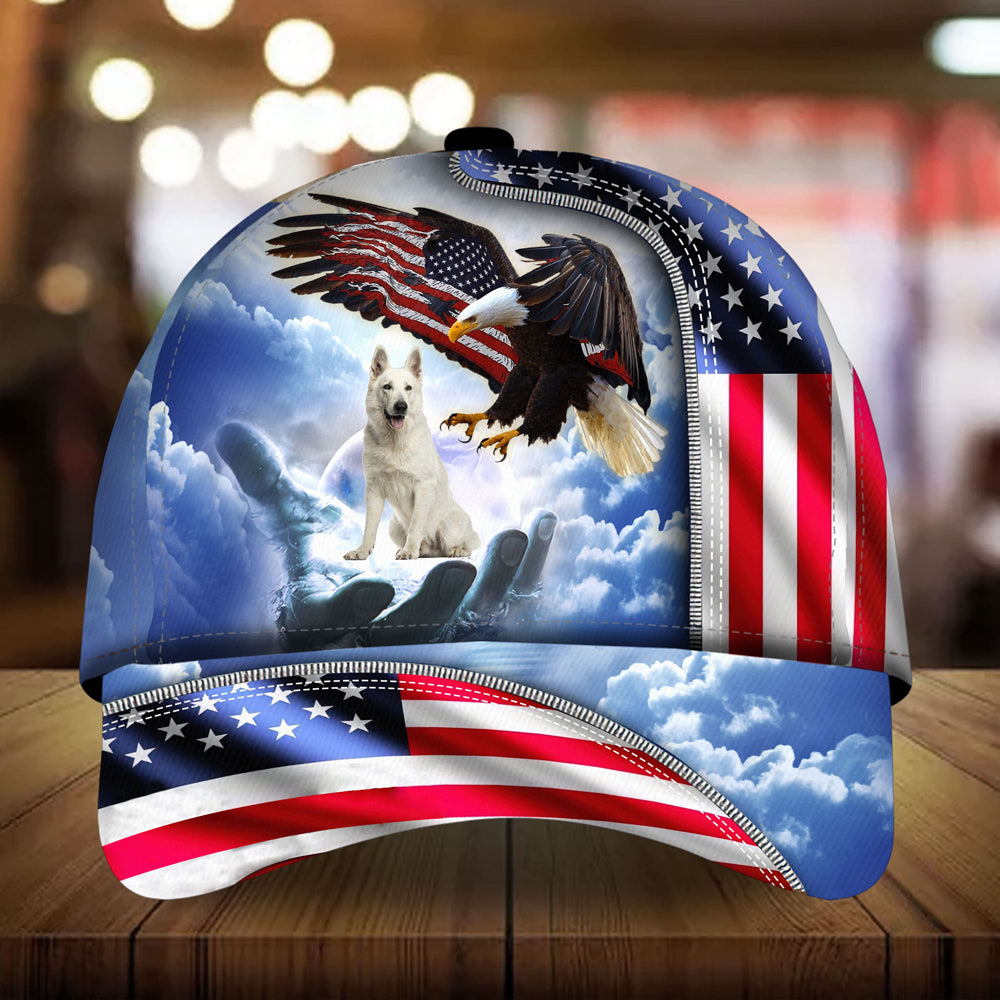 White German Shepherd Perfect One Nation Under God Cap For Patriots And Dog Lovers
