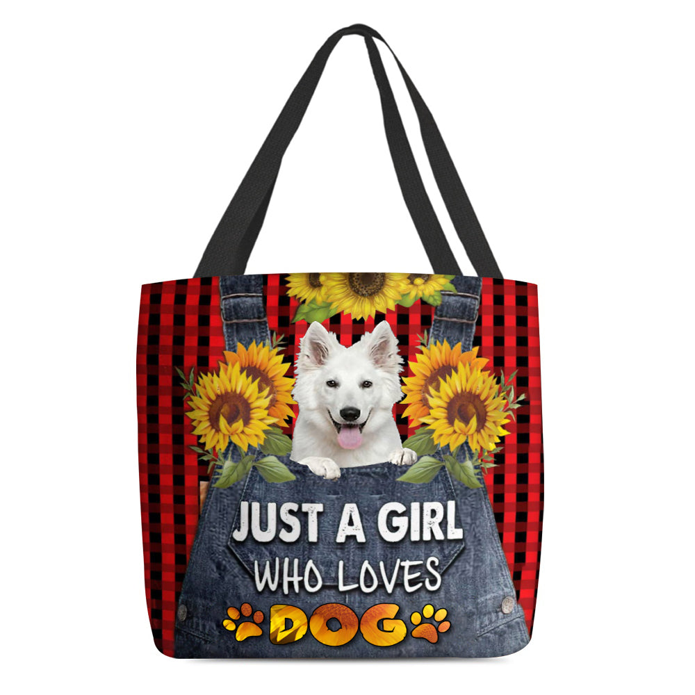 White German Shepherd-Just A Girl Who Loves Dog Tote Bag