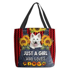 White German Shepherd-Just A Girl Who Loves Dog Tote Bag