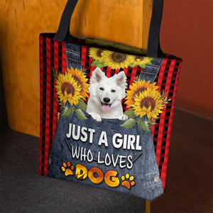 White German Shepherd-Just A Girl Who Loves Dog Tote Bag