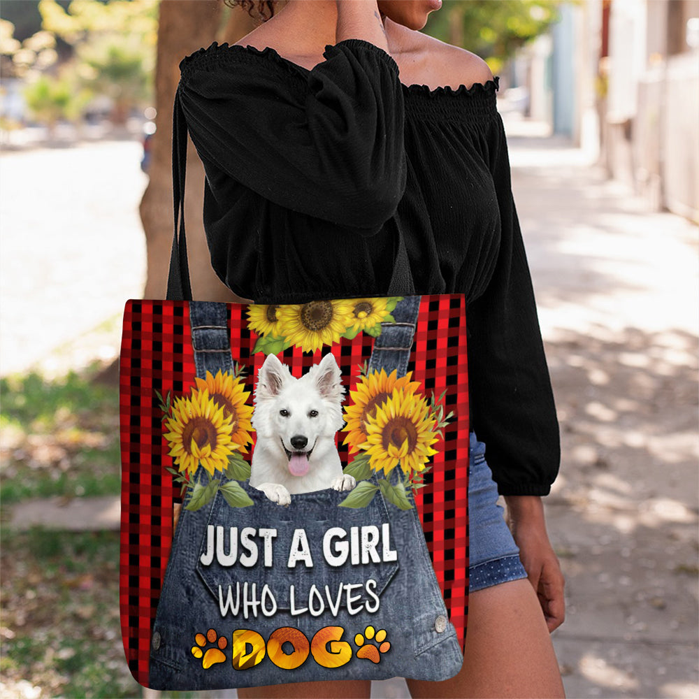 White German Shepherd-Just A Girl Who Loves Dog Tote Bag