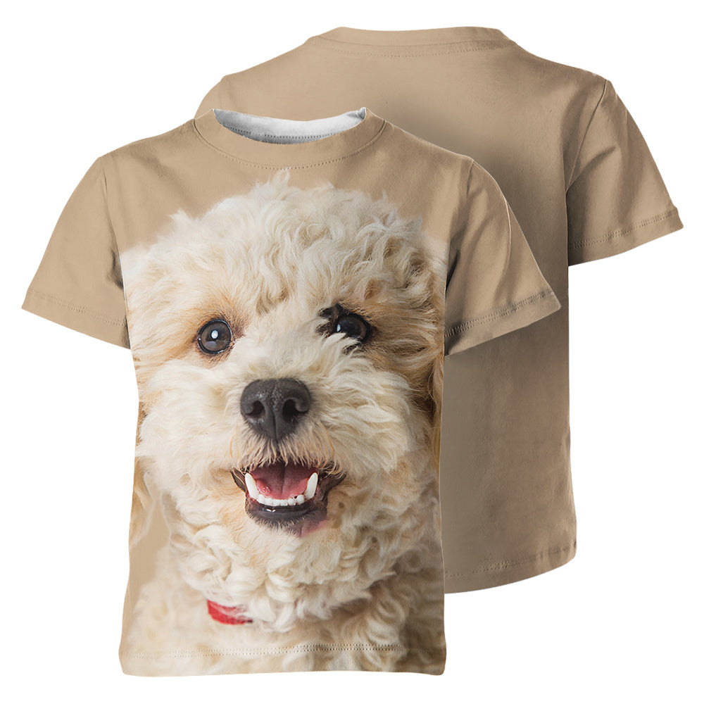 White Mixed Breed Poodle 3D Graphic Unisex T-shirt