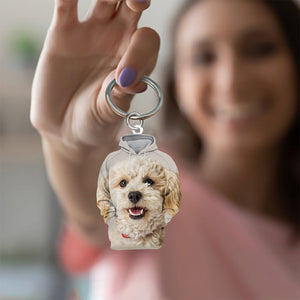 White Mixed Poodle 3D Graphic Hoodie Acrylic Keychain