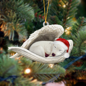 White Staffie Sleeping Angel Christmas Ornament