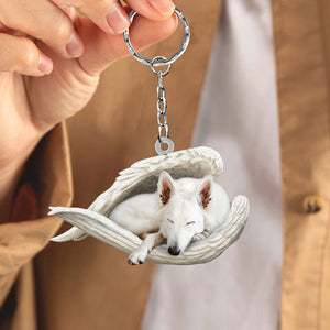 White german shepherd Sleeping Angel Acrylic Keychain