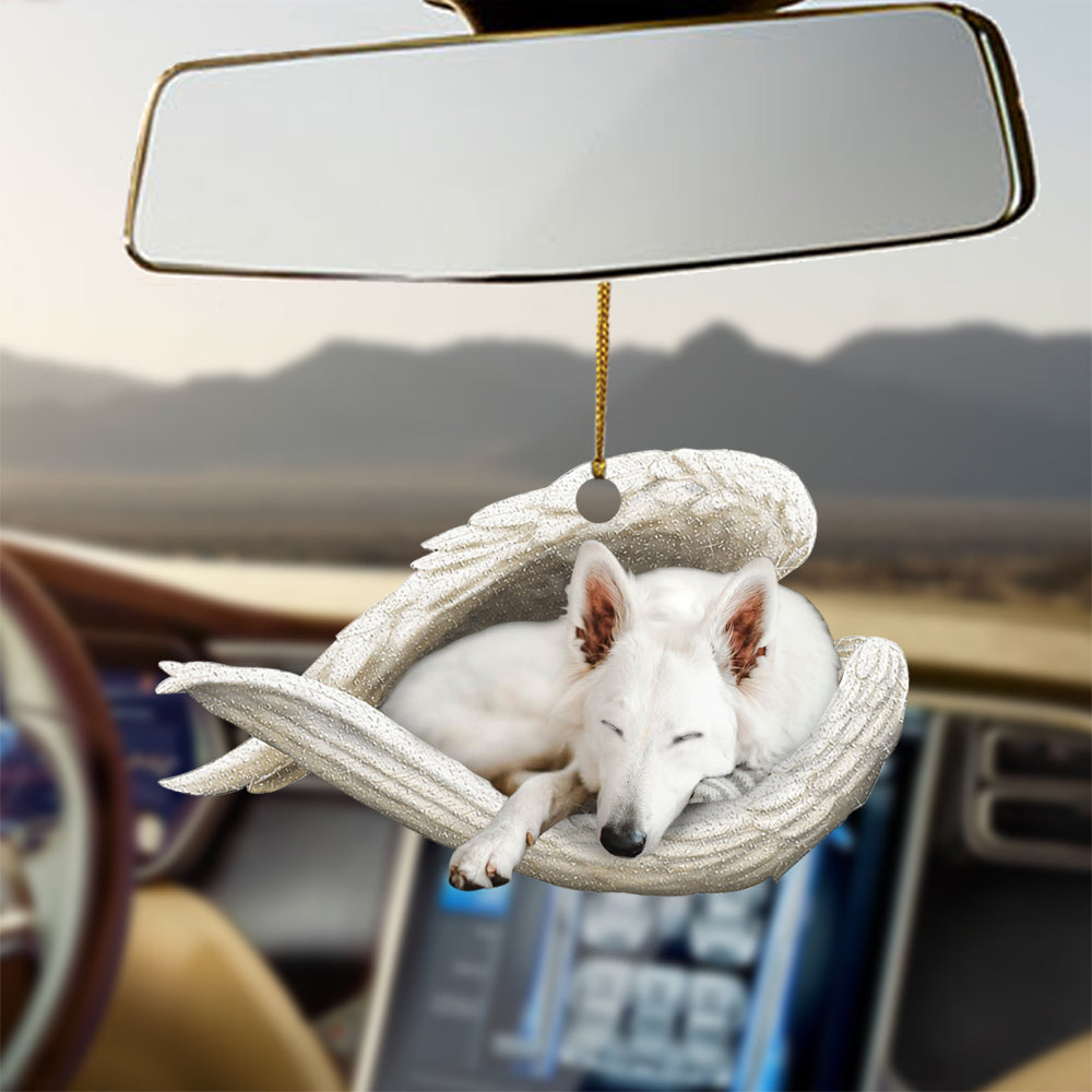 White german shepherd Sleeping Angel Ornament Sleeping Angel Car Hanging Ornament