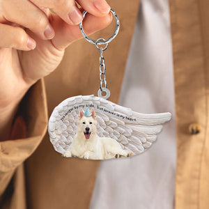 White German Shepherd Sleeping Angel - Forever In My Heart Acrylic Keychain