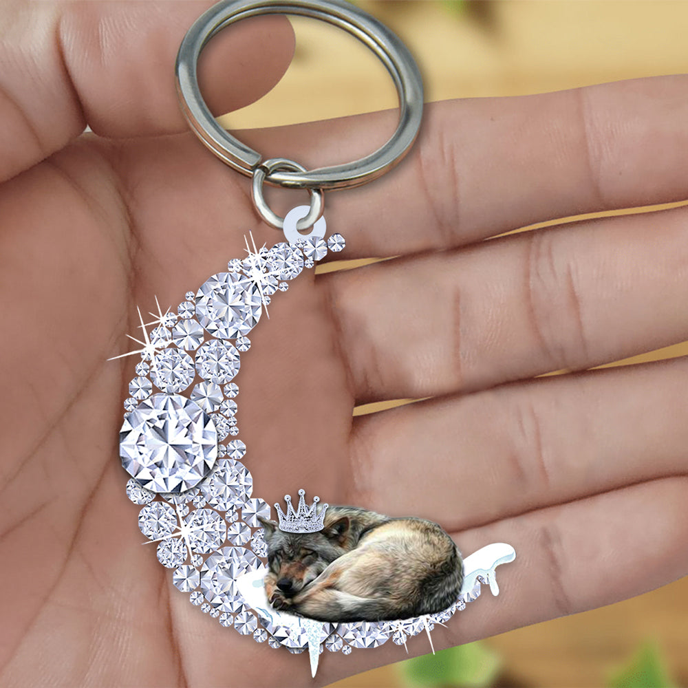 Wolf Sleeping On A Diamond Moon Acrylic Keychain