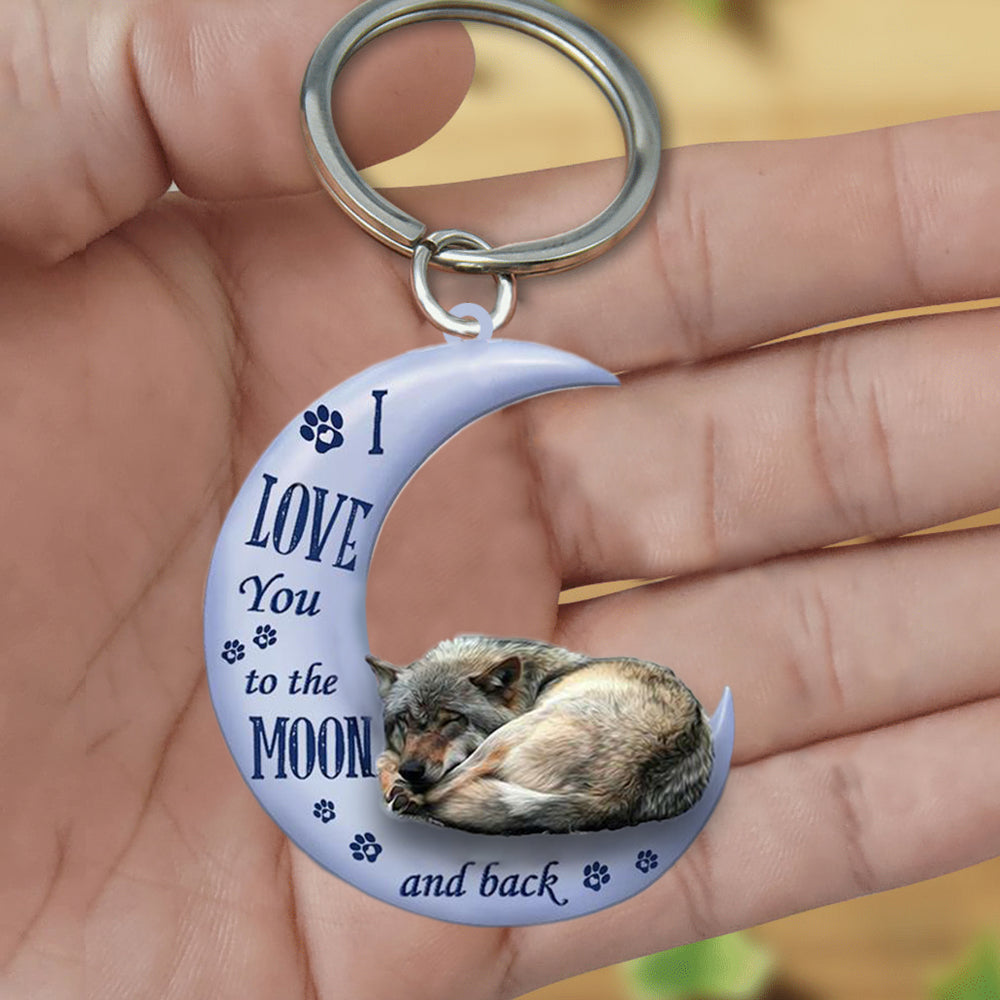 Wolf I Love You To The Moon And Back Flat Acrylic Keychain