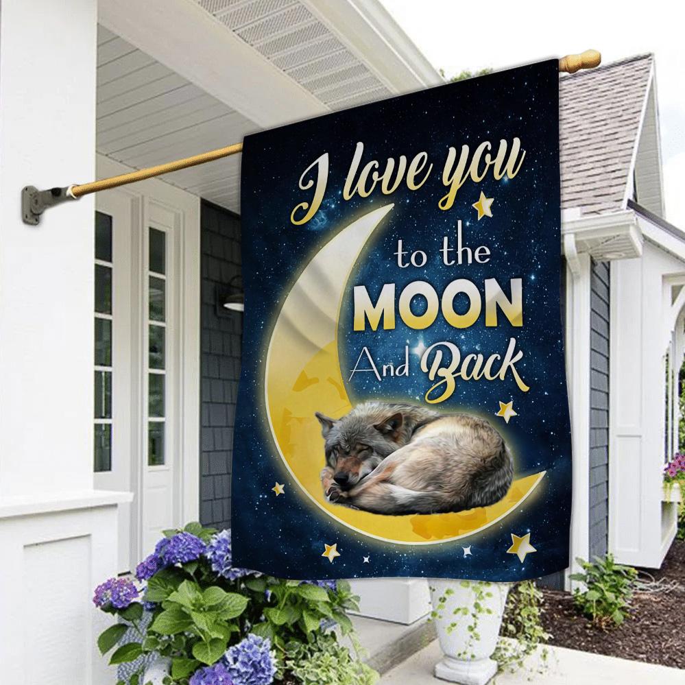 Wolf I Love You To The Moon And Back Garden Flag
