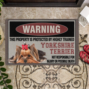 THIS PROPERTY IS PROTECTED BY HIGHLY TRAINED Yorkshire Terrier Doormat