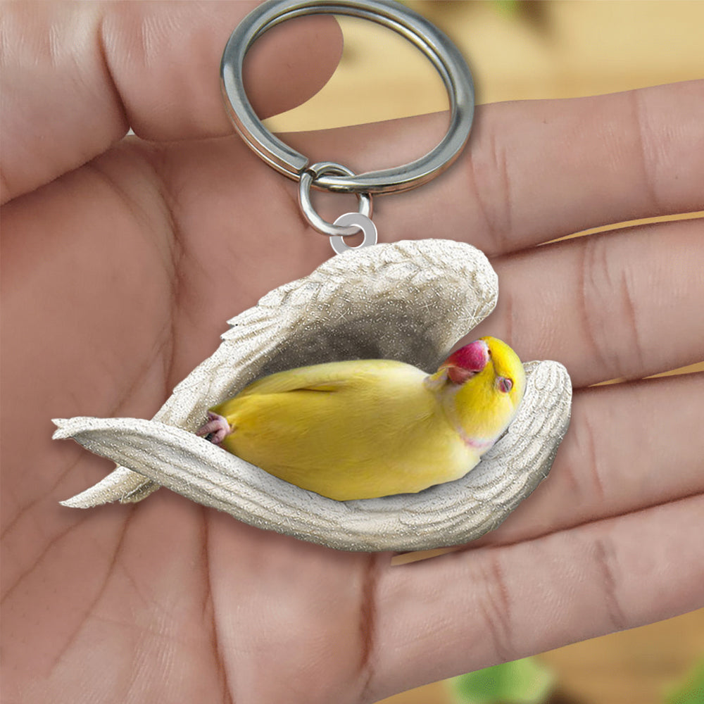 Yellow Indian ring neck Sleeping Angel Acrylic Keychain