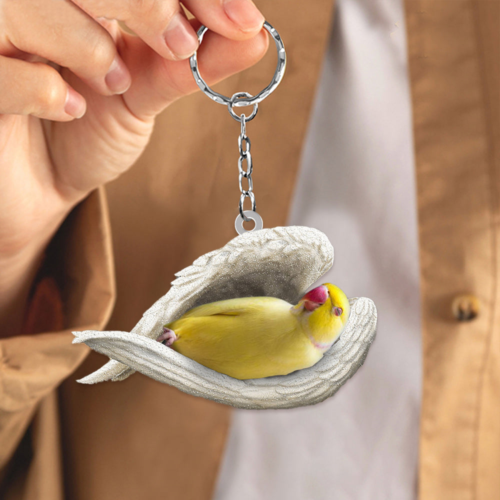 Yellow Indian ring neck Sleeping Angel Acrylic Keychain
