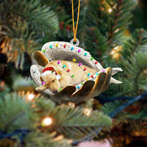Yellow Labrador Sleeping Angel In God Hand Christmas Ornament