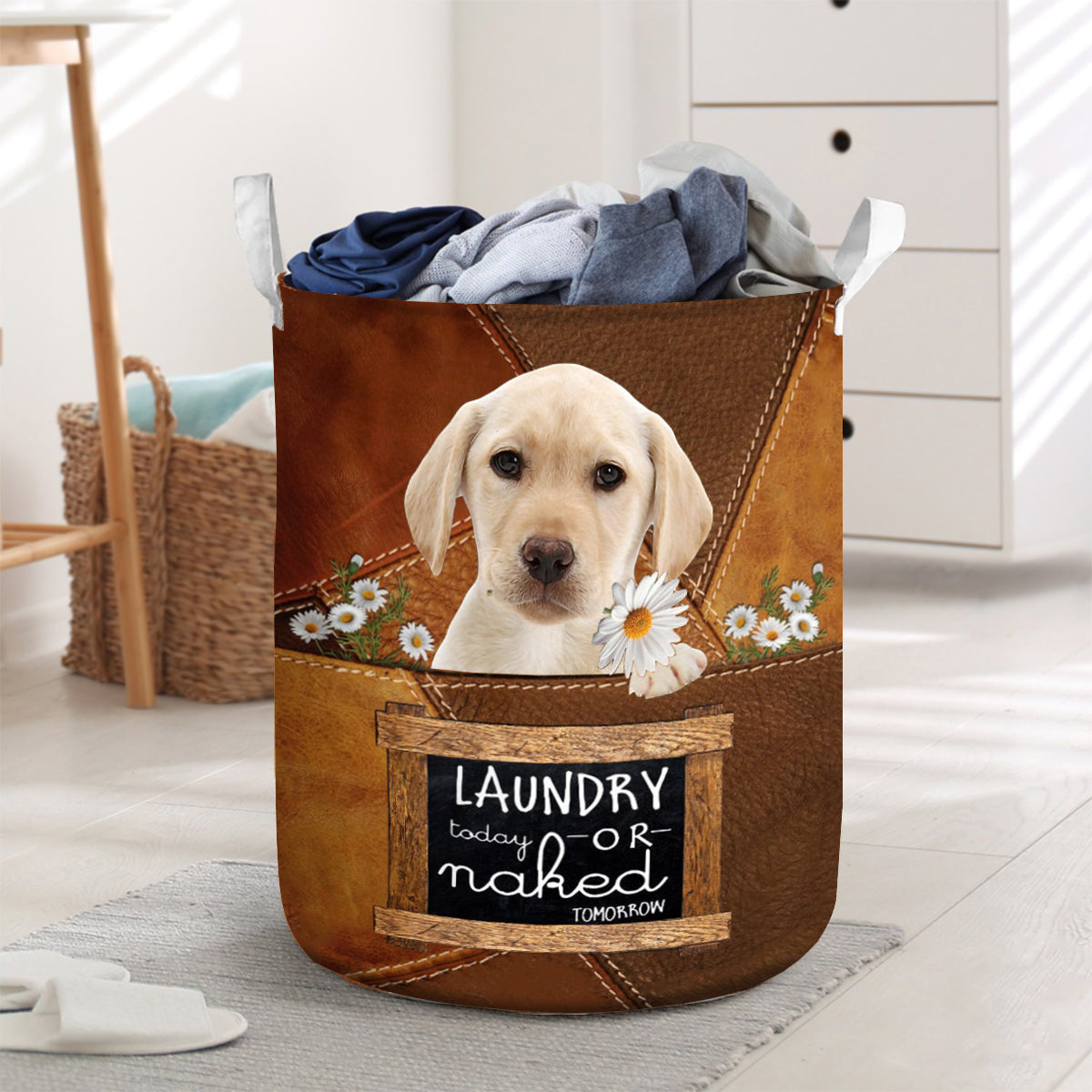 Yellow Labrador Laundry Today Or Naked Tomorrow Laundry Basket