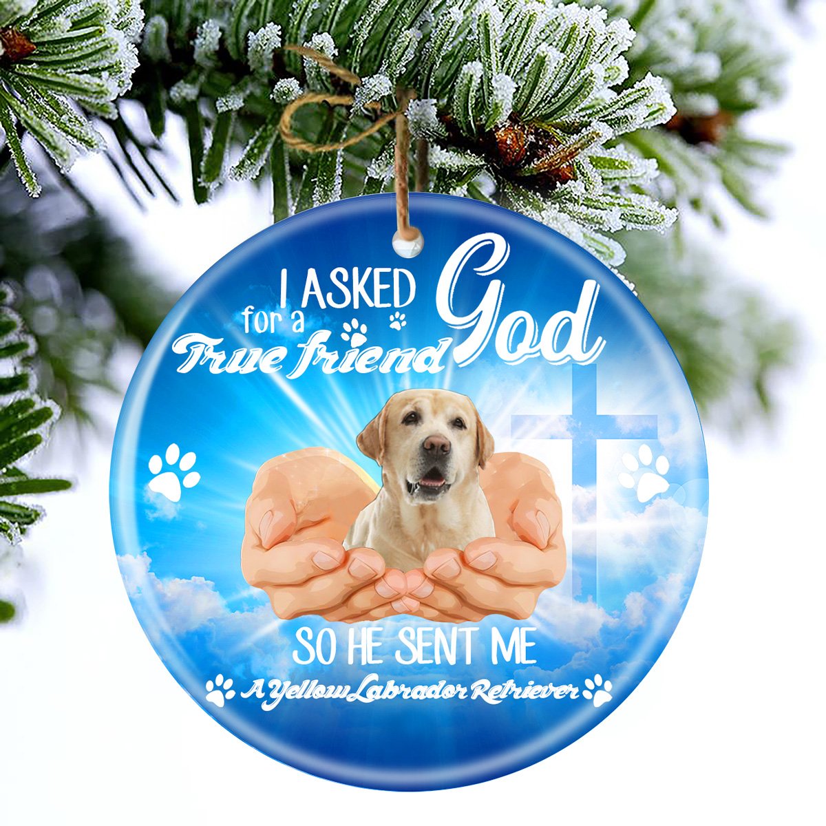 God Send Me A/An Yellow Labrador Retriever Porcelain/Ceramic Ornament