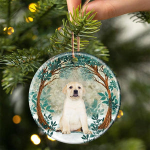 Yellow Labrador Retriever Among Forest Porcelain/Ceramic Ornament