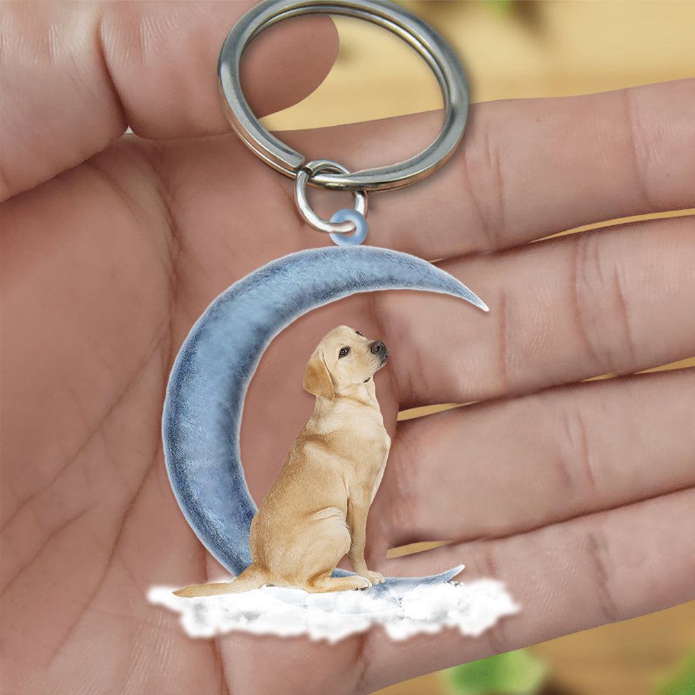 Yellow Labrador Retriever On The Moon Flat Acrylic Keychain