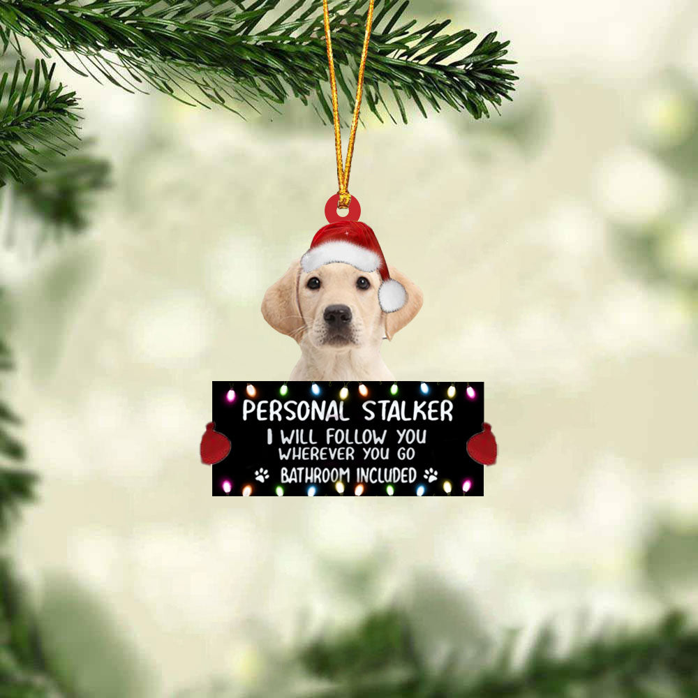 Yellow Labrador Retriever Personal Stalker Christmas Hanging Ornament